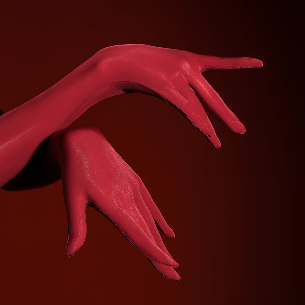 Five-finger glossy sheer gloves