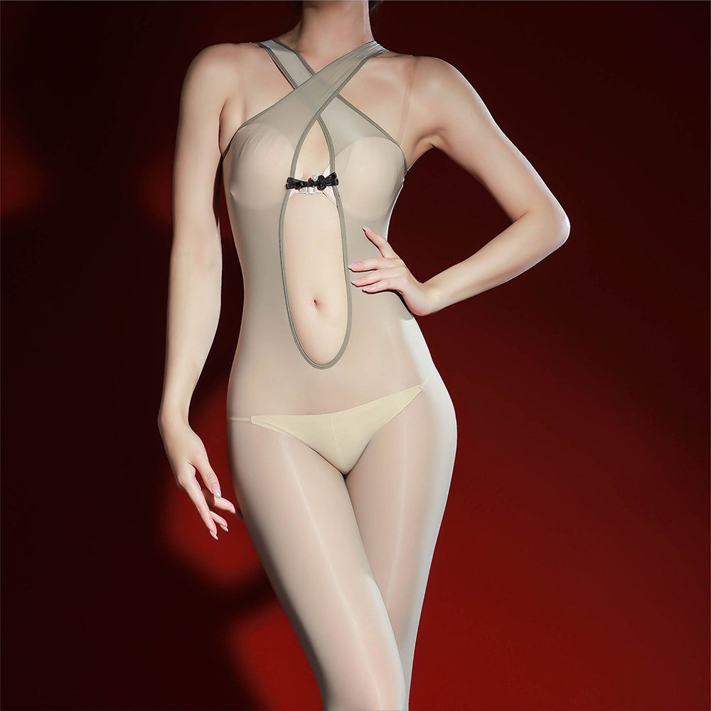 Hunter Black Glossy Sheer Easy Take Off Bodysuit