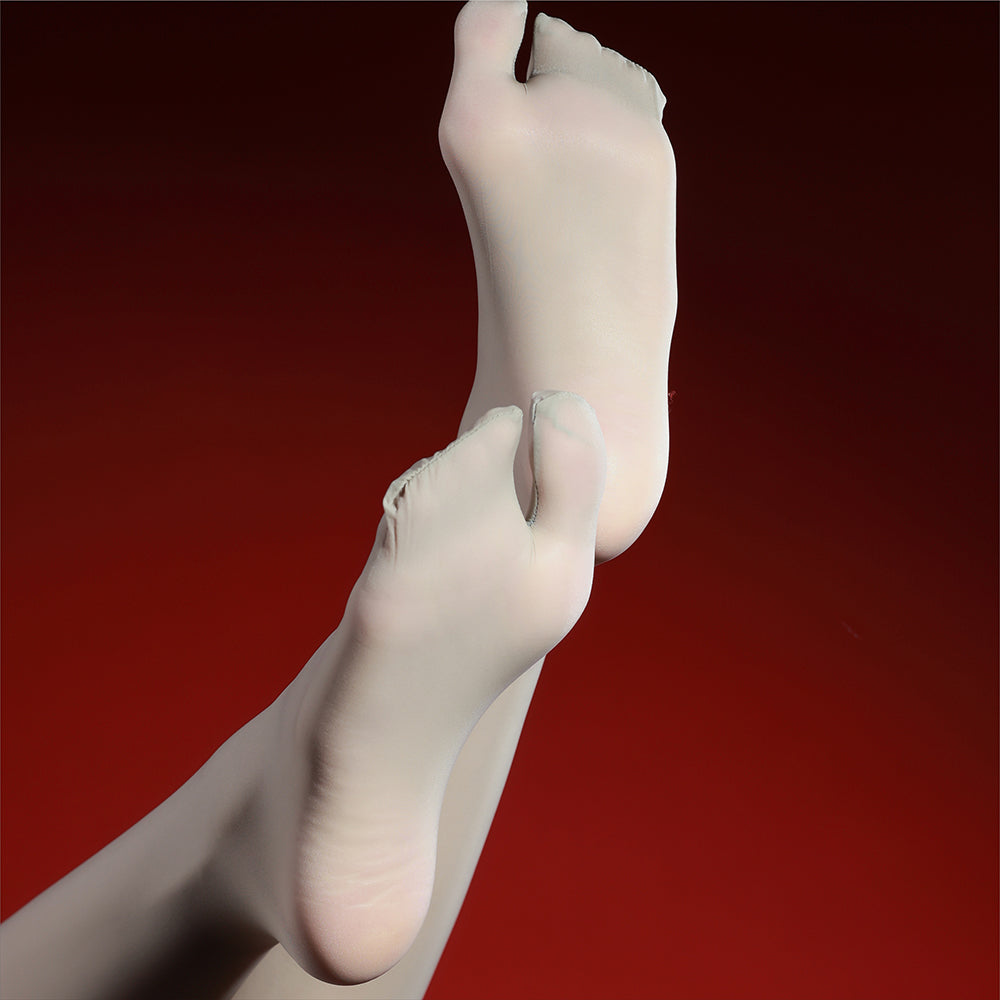 Five-toe Oil Sheen Glossy Socks Silky Sexy Mid Calf Thigh High Short Hosiery