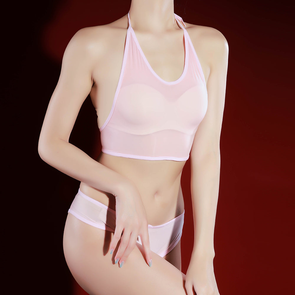 Plus Size Sexy Restraint Style Oil Sheen Ultra Thin Bandage Lingerie Set Easy Take Off Hosiery MX3001