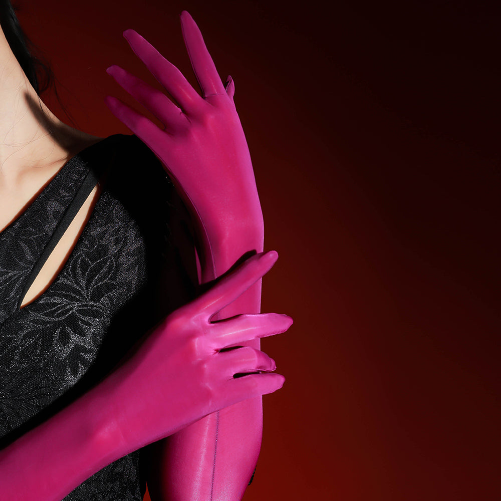 Five-finger glossy sheer gloves