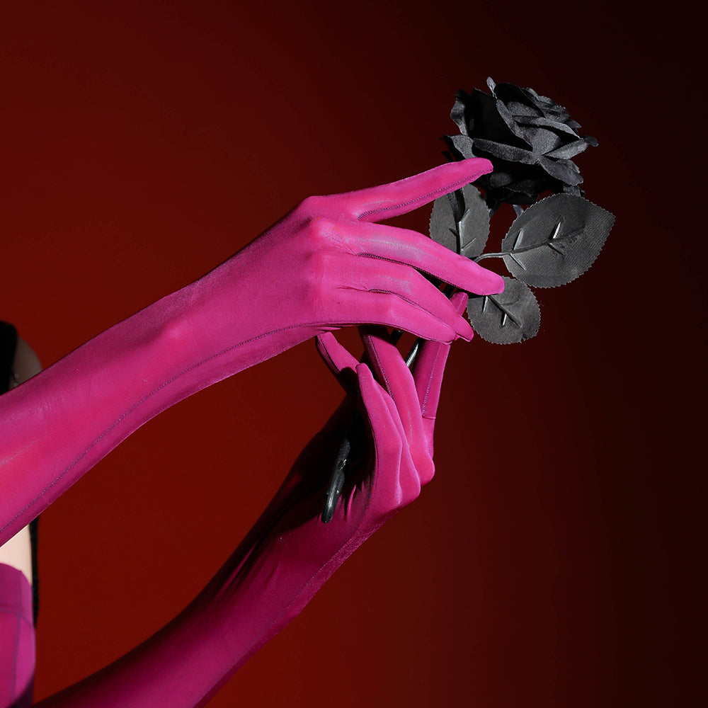 Five-finger glossy sheer gloves