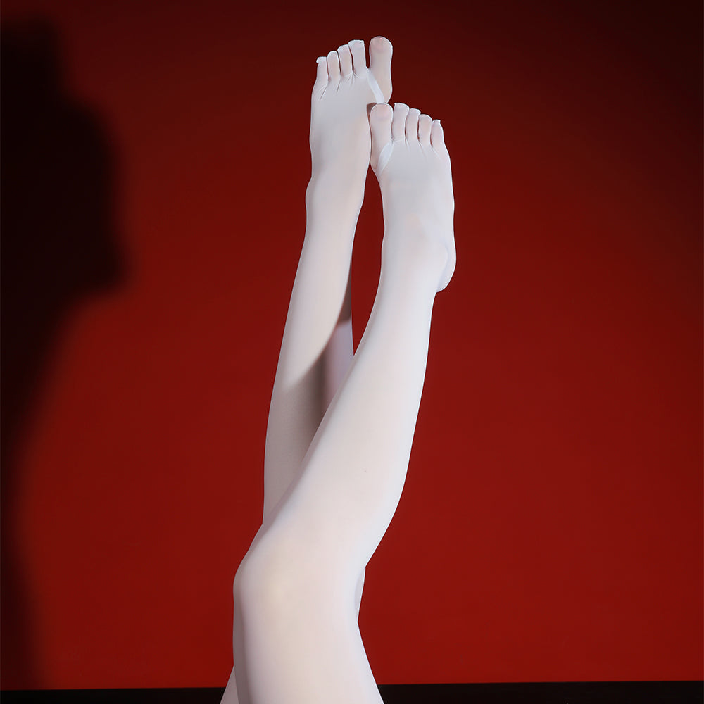 Five-toe Oil Sheen Glossy Socks Silky Sexy Mid Calf Thigh High Short Hosiery