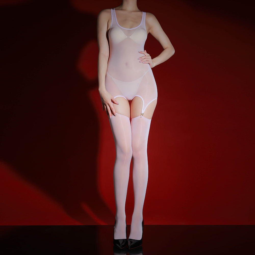 Carefully Selected Seductive 5D Ultra-thin Detachable Full-body Glossy Black Bodystocking