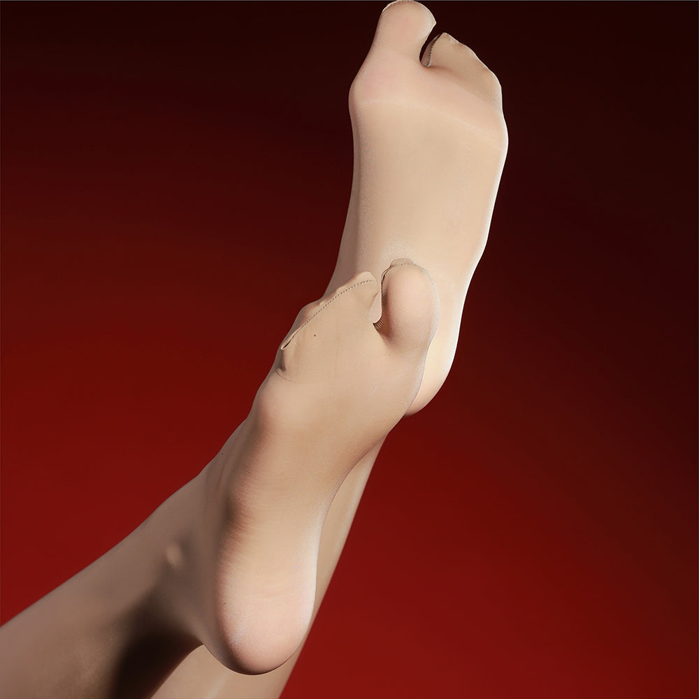 Five-toe Oil Sheen Glossy Socks Silky Sexy Mid Calf Thigh High Short Hosiery