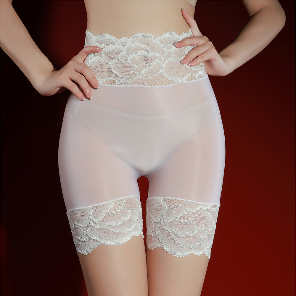 Plus Size Lace Oil Sheen Open Crotch Ultra Thin Easy Take Off Sexy Intimate Wear